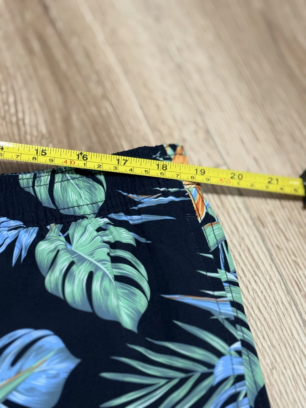 Bonobos Navy Tropical Print Swim Shorts with Green & Orange Accents